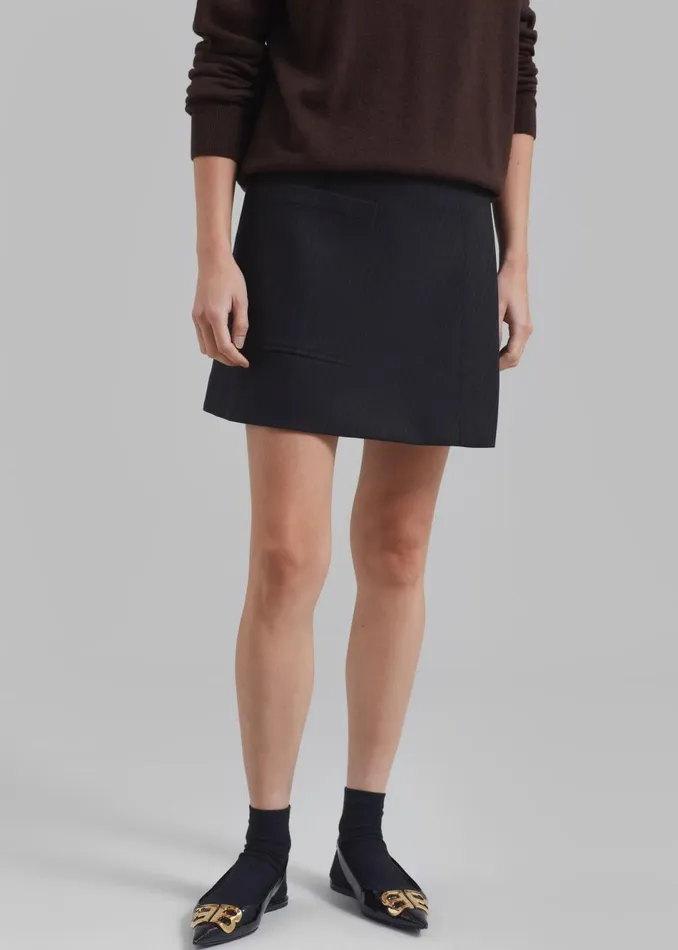 Women The Frankie Shop Bottoms Aris Wrap Mini Skirt Black Pinstripe