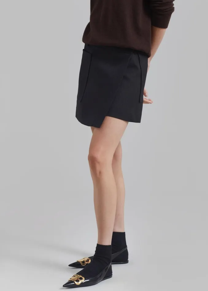 Women The Frankie Shop Bottoms Aris Wrap Mini Skirt Black Pinstripe