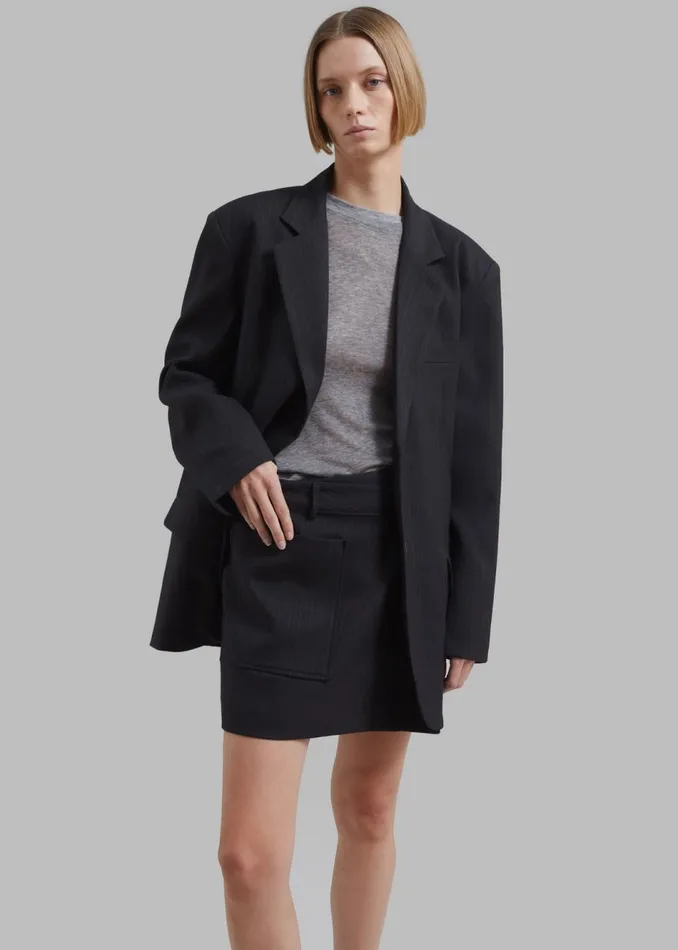 Women The Frankie Shop Bottoms Aris Wrap Mini Skirt Black Pinstripe