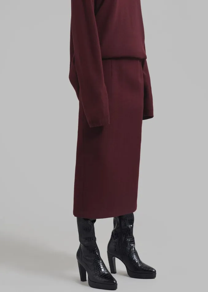 Women The Frankie Shop Bottoms Arley Midi Skirt Burgundy