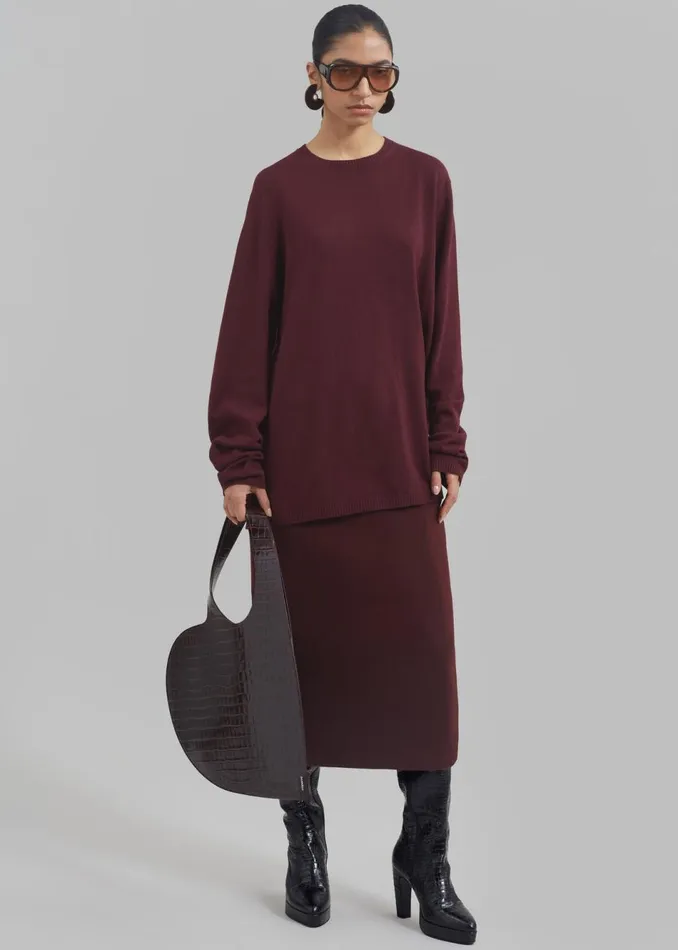 Women The Frankie Shop Bottoms Arley Midi Skirt Burgundy