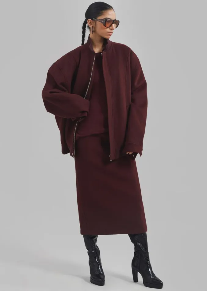 Women The Frankie Shop Bottoms Arley Midi Skirt Burgundy
