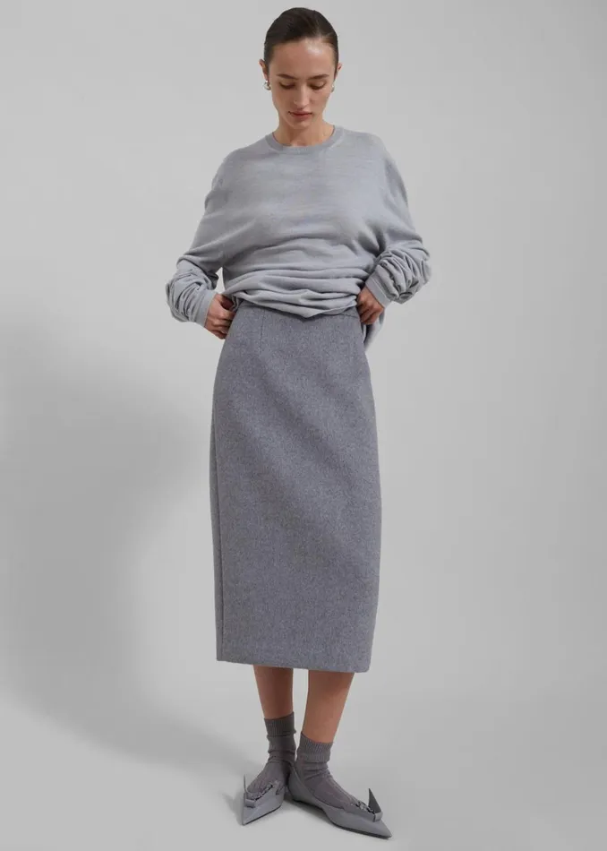 Women The Frankie Shop Bottoms Arley Midi Skirt Light Grey
