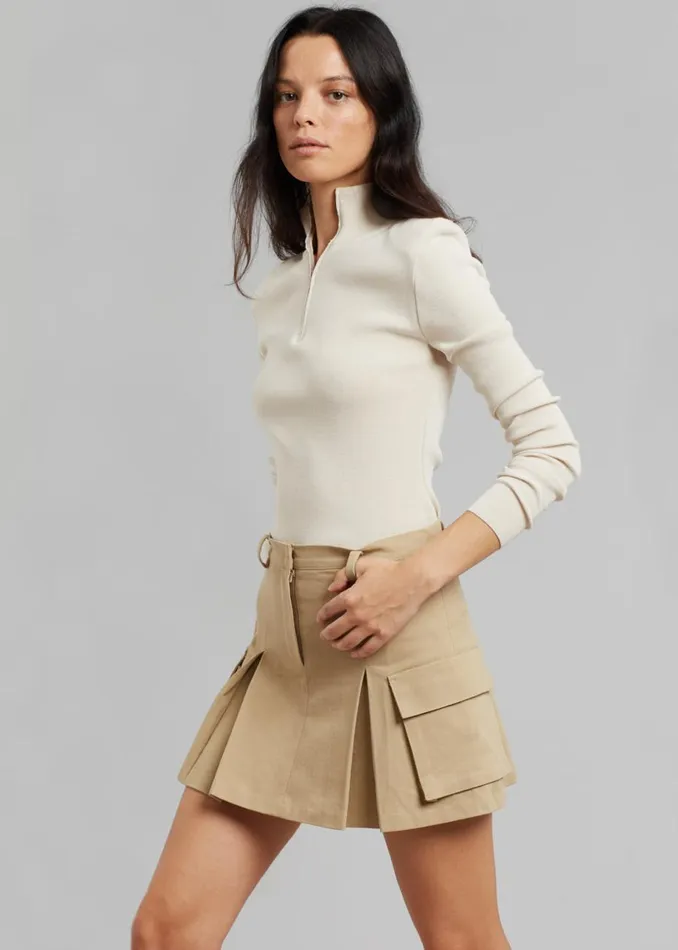 Women The Frankie Shop Bottoms Audrey Cargo Pleated Miniskirt Tan