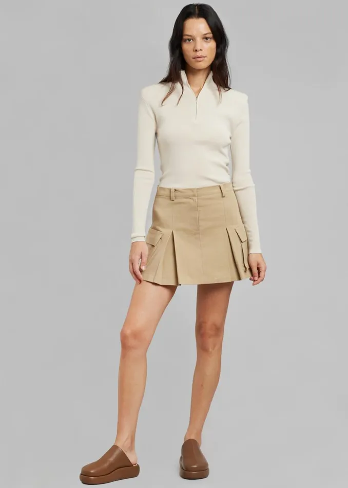 Women The Frankie Shop Bottoms Audrey Cargo Pleated Miniskirt Tan