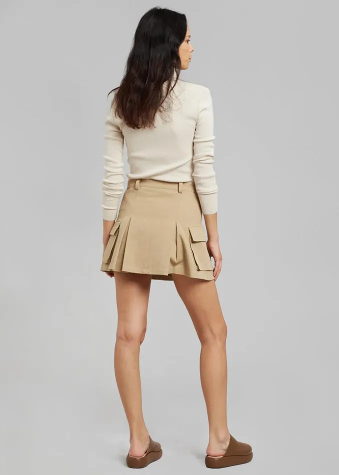 Women The Frankie Shop Bottoms Audrey Cargo Pleated Miniskirt Tan