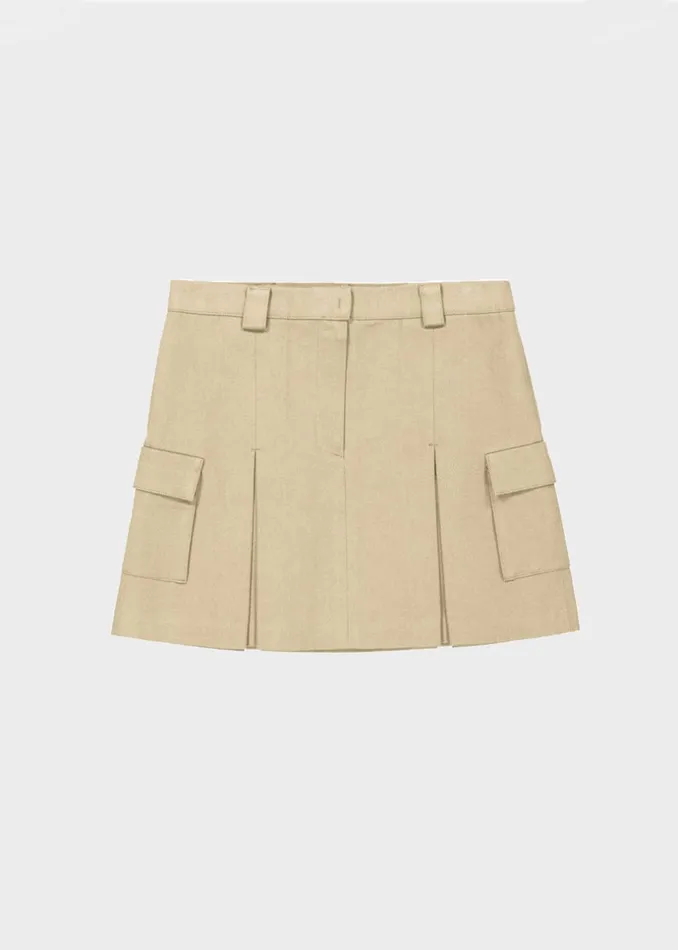 Women The Frankie Shop Bottoms Audrey Cargo Pleated Miniskirt Tan