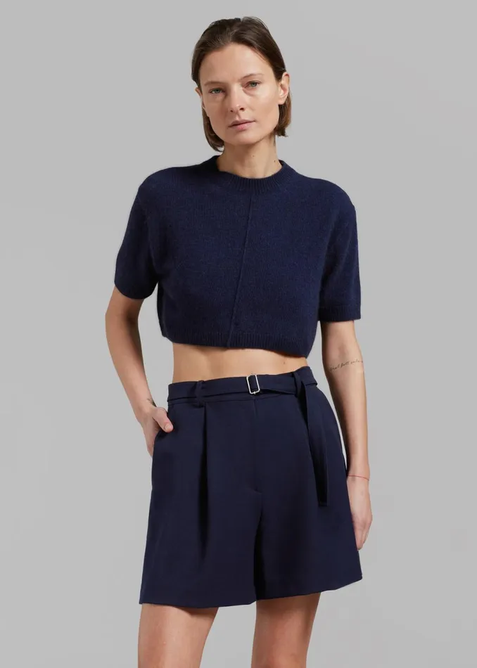 Women The Frankie Shop Bottoms Avalon Belted Shorts Navy