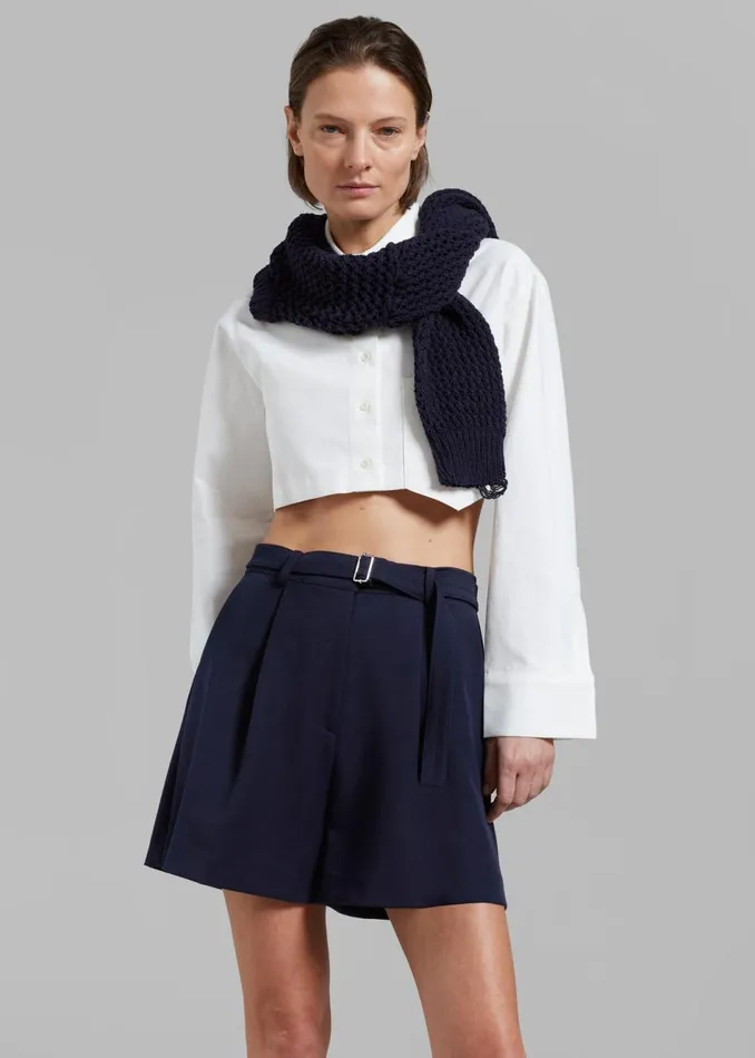 Women The Frankie Shop Bottoms Avalon Belted Shorts Navy