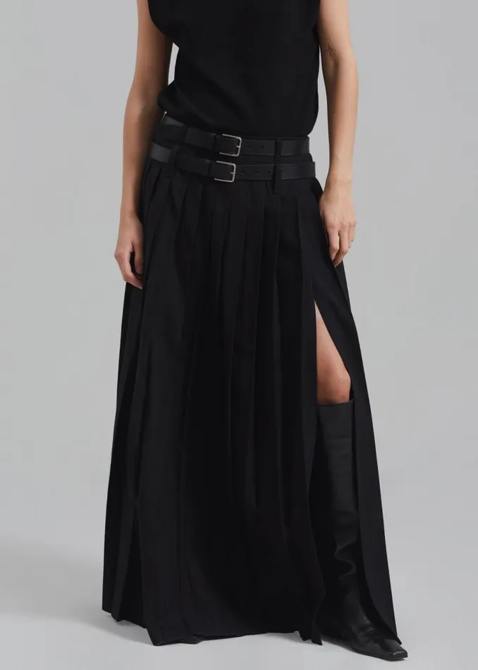 Women The Frankie Shop Bottoms Bailey Long Pleated Skirt Black