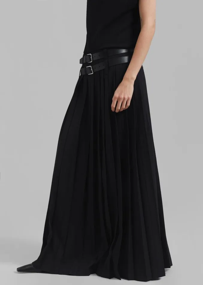 Women The Frankie Shop Bottoms Bailey Long Pleated Skirt Black