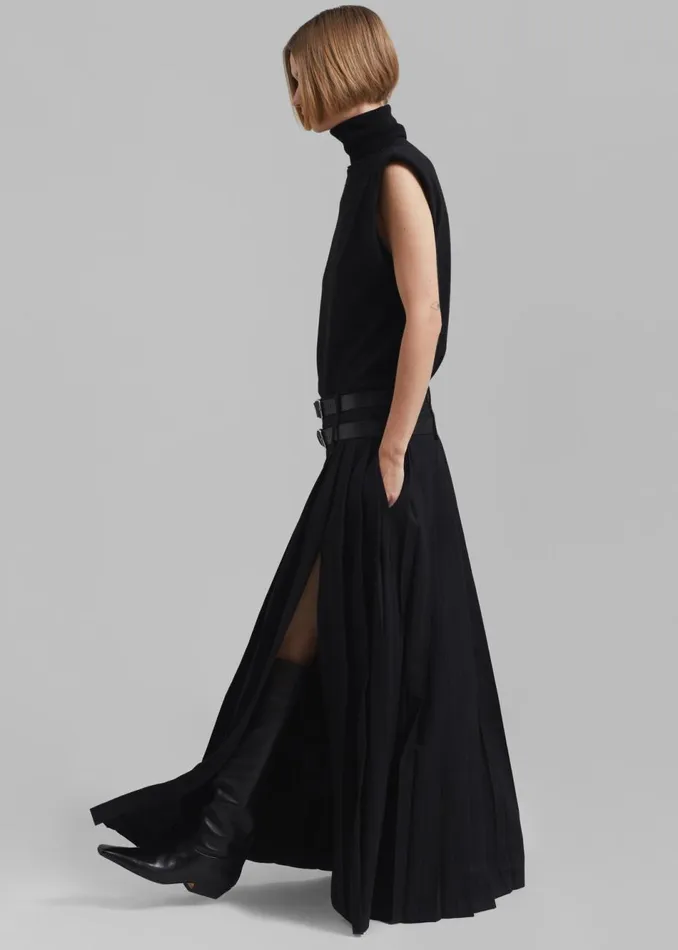 Women The Frankie Shop Bottoms Bailey Long Pleated Skirt Black