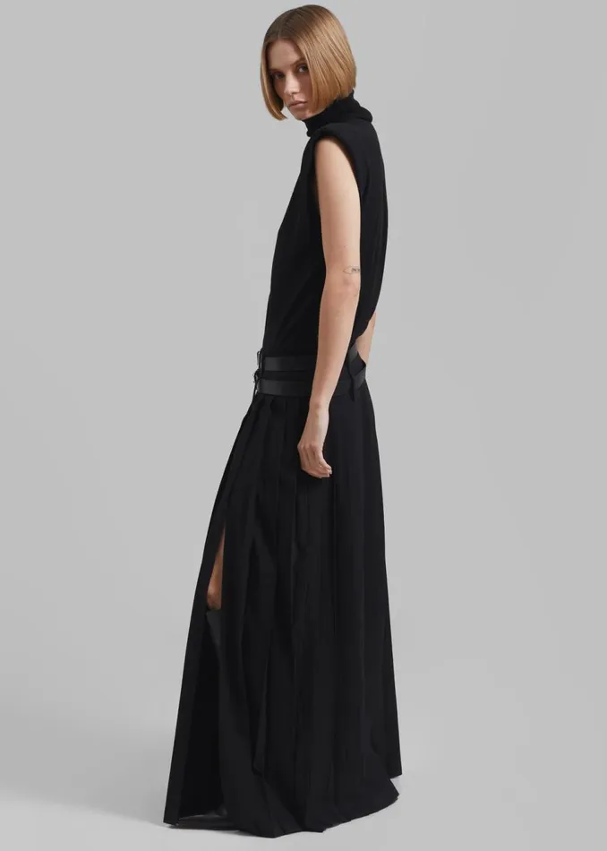 Women The Frankie Shop Bottoms Bailey Long Pleated Skirt Black