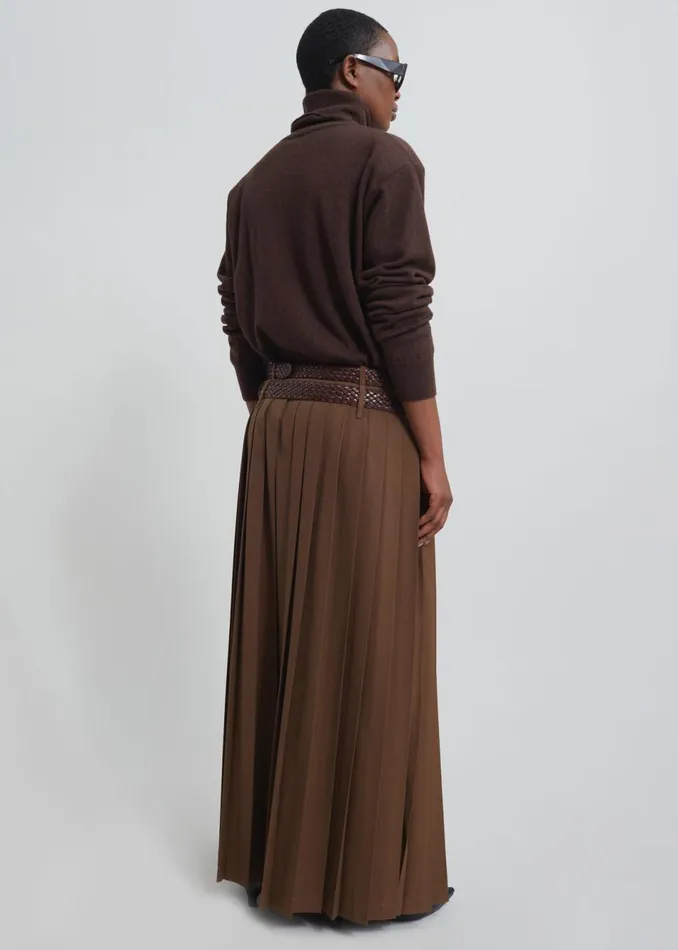 Women The Frankie Shop Bottoms Bailey Long Pleated Skirt Brown