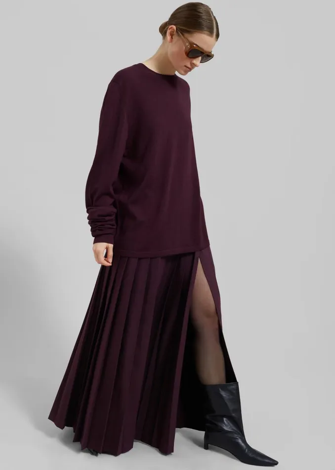 Women The Frankie Shop Bottoms Bailey Long Pleated Skirt Burgundy