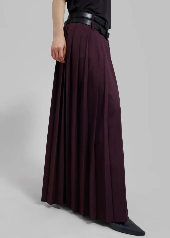 Women The Frankie Shop Bottoms Bailey Long Pleated Skirt Burgundy