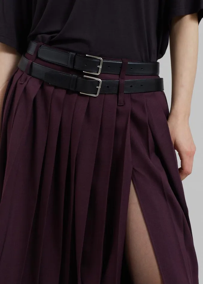 Women The Frankie Shop Bottoms Bailey Long Pleated Skirt Burgundy
