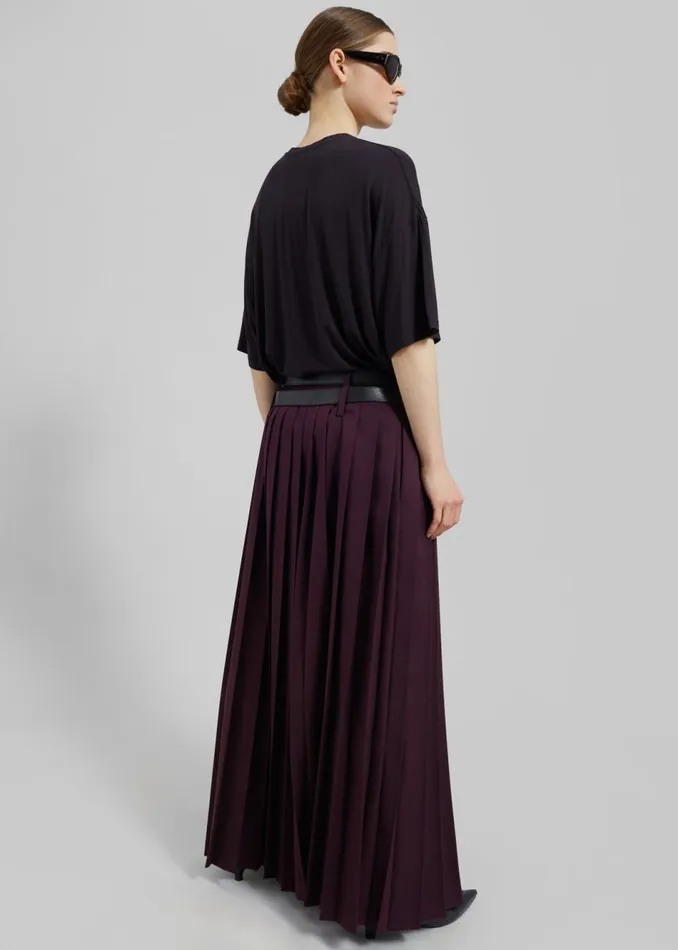Women The Frankie Shop Bottoms Bailey Long Pleated Skirt Burgundy