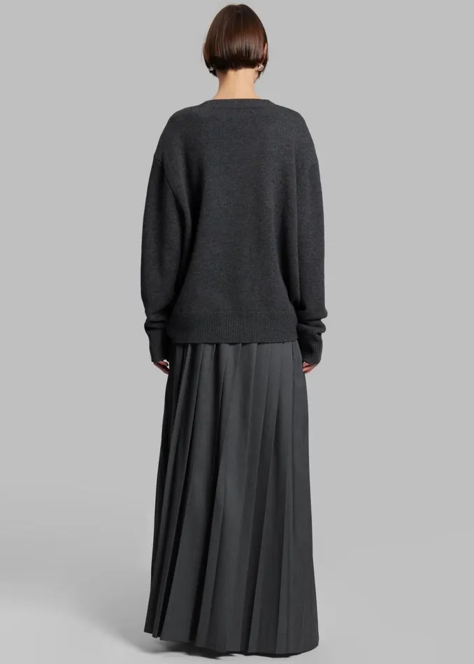Women The Frankie Shop Bottoms Bailey Long Pleated Skirt Dark Grey Melange