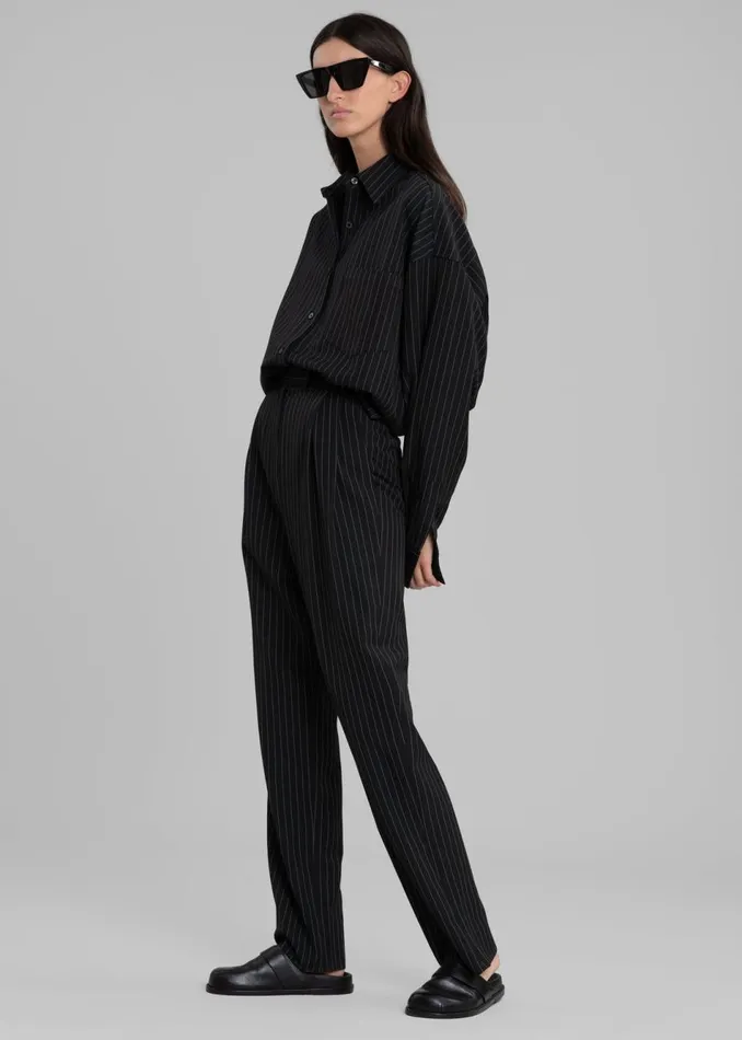 Women The Frankie Shop Bottoms Bea Fluid Pinstripe Suit Pants Blackwhite