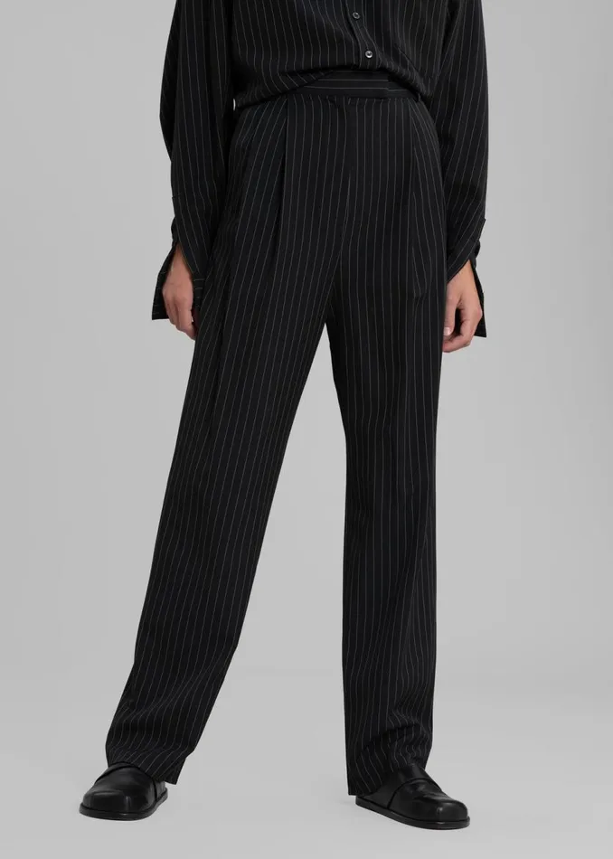 Women The Frankie Shop Bottoms Bea Fluid Pinstripe Suit Pants Blackwhite