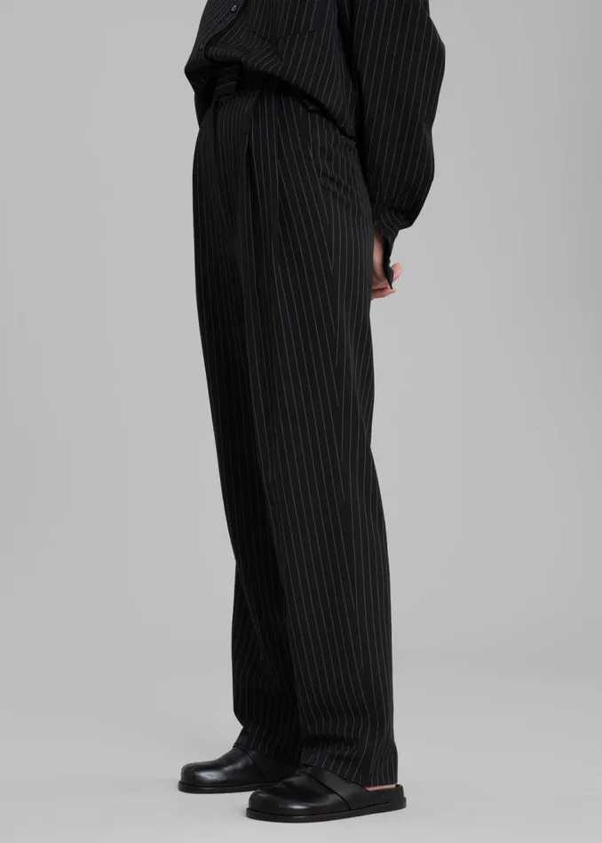 Women The Frankie Shop Bottoms Bea Fluid Pinstripe Suit Pants Blackwhite