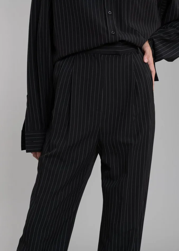 Women The Frankie Shop Bottoms Bea Fluid Pinstripe Suit Pants Blackwhite