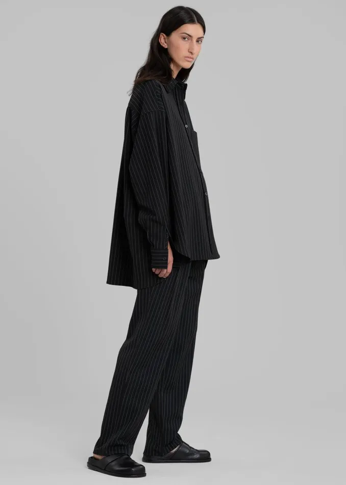 Women The Frankie Shop Bottoms Bea Fluid Pinstripe Suit Pants Blackwhite