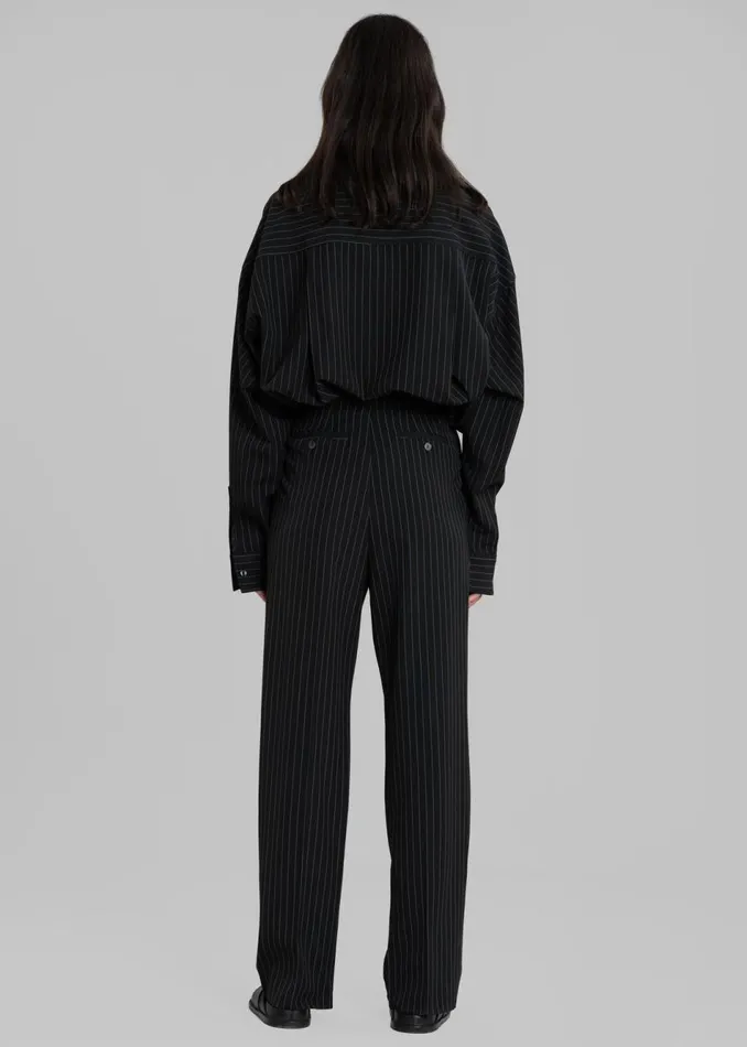Women The Frankie Shop Bottoms Bea Fluid Pinstripe Suit Pants Blackwhite
