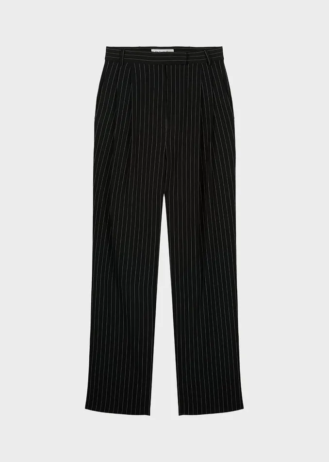 Women The Frankie Shop Bottoms Bea Fluid Pinstripe Suit Pants Blackwhite