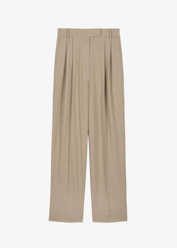 Women The Frankie Shop Bottoms Bea Fluid Pinstripe Suit Pants Camel