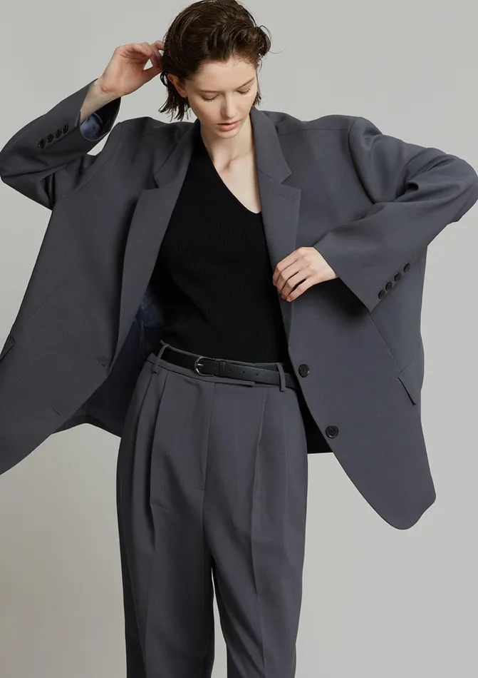 Women The Frankie Shop Bottoms Bea Suit Pants Charcoal