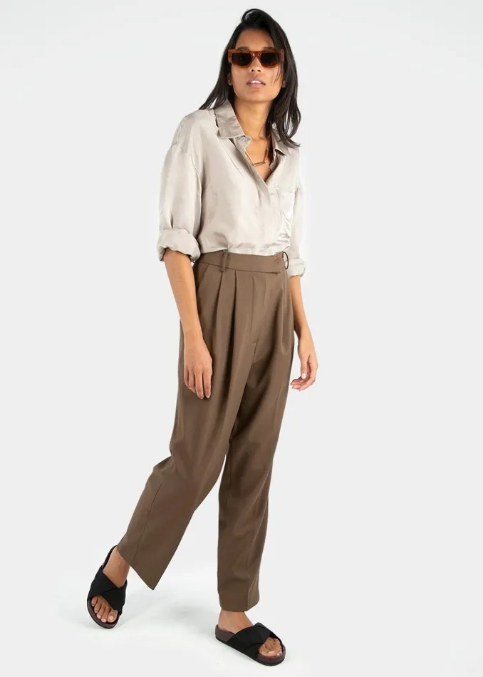 Women The Frankie Shop Bottoms Bea Suit Pants Chocolate