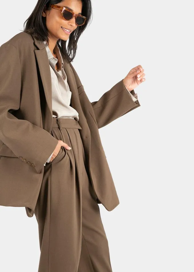 Women The Frankie Shop Bottoms Bea Suit Pants Chocolate