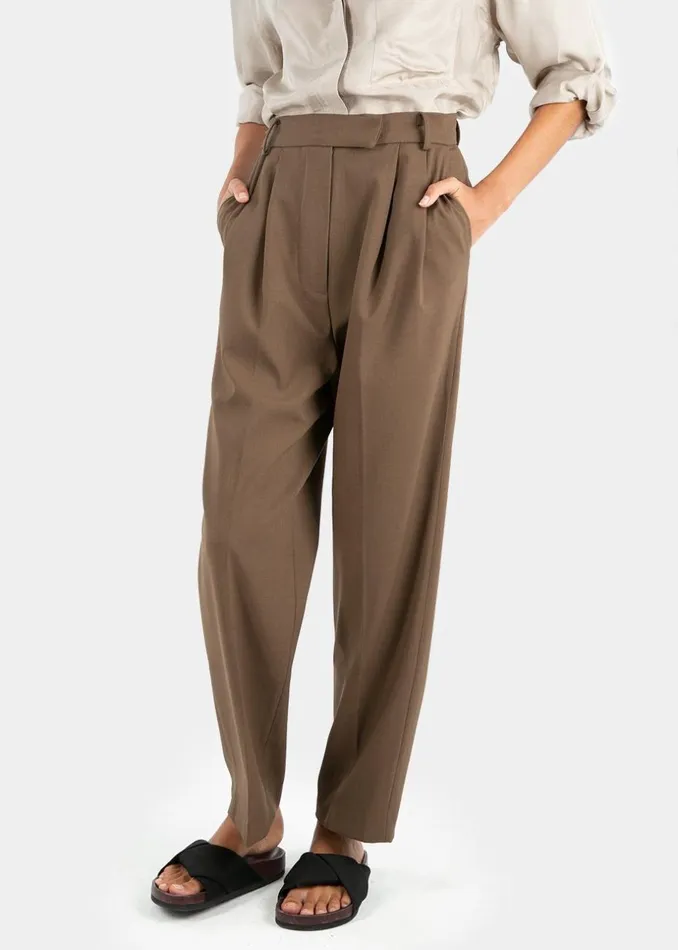 Women The Frankie Shop Bottoms Bea Suit Pants Chocolate