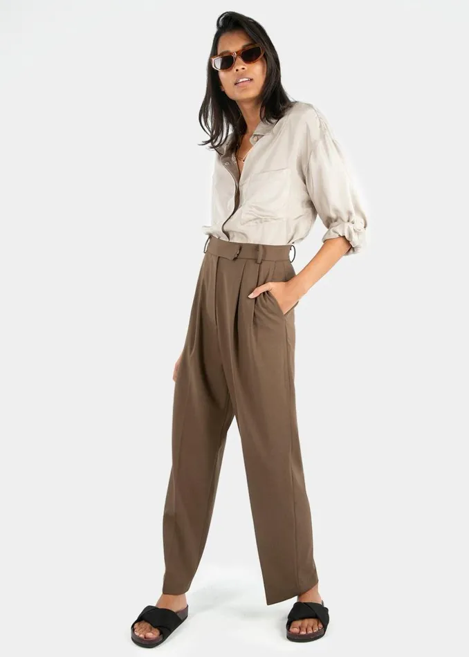 Women The Frankie Shop Bottoms Bea Suit Pants Chocolate