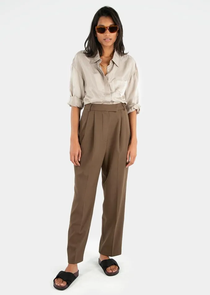 Women The Frankie Shop Bottoms Bea Suit Pants Chocolate