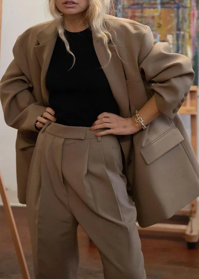 Women The Frankie Shop Bottoms Bea Suit Pants Latte