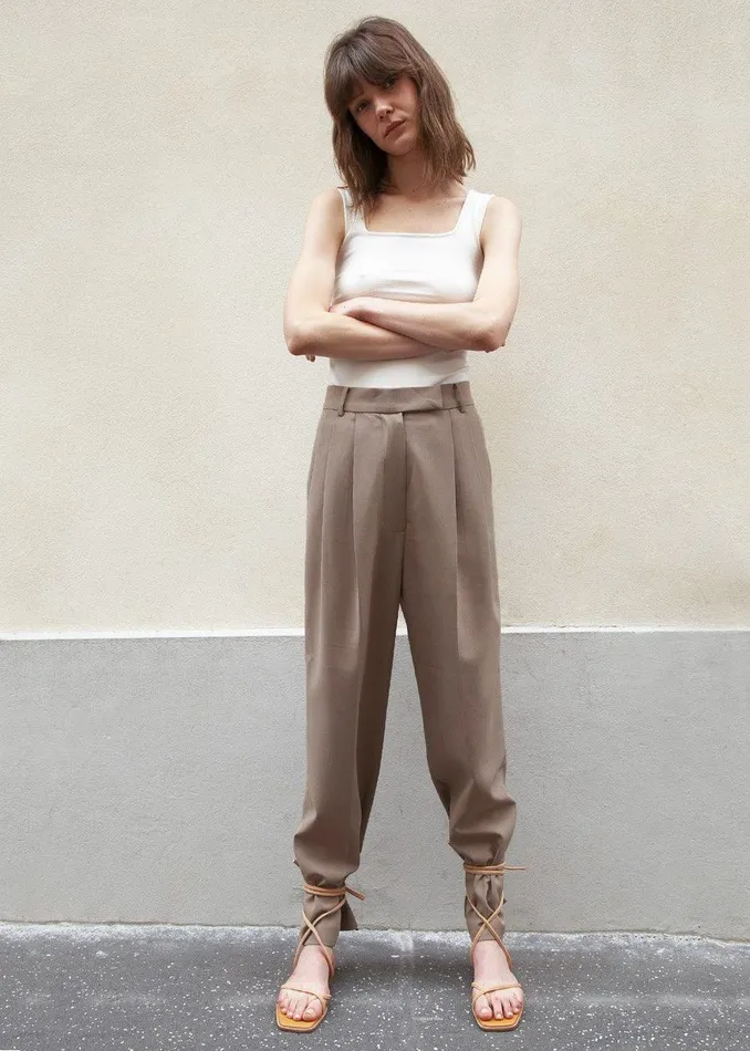 Women The Frankie Shop Bottoms Bea Suit Pants Latte