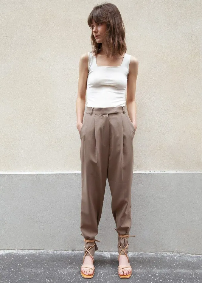 Women The Frankie Shop Bottoms Bea Suit Pants Latte