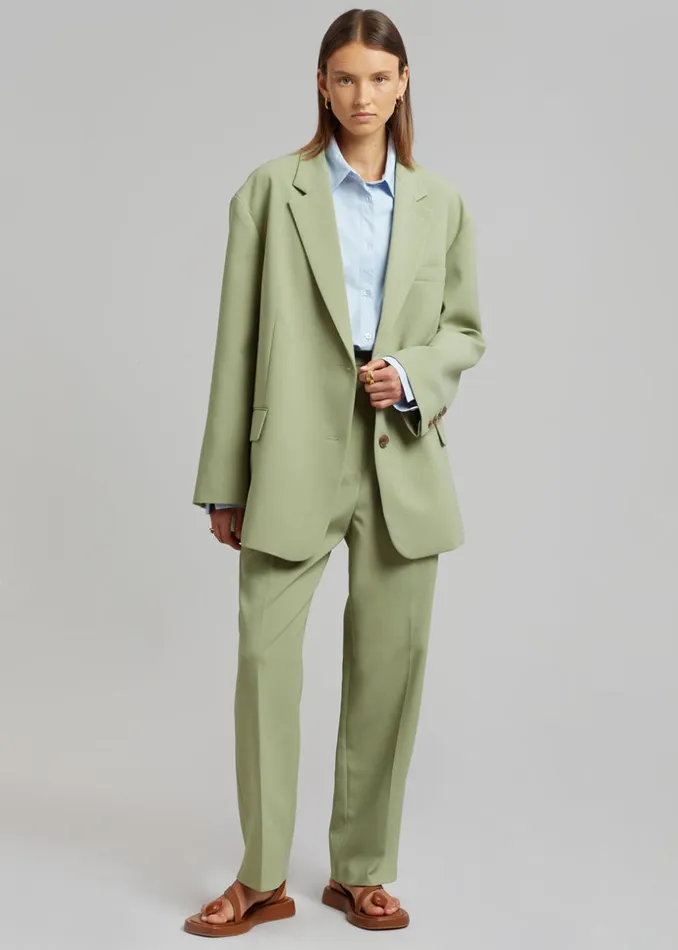 Women The Frankie Shop Bottoms Bea Suit Pants Sage