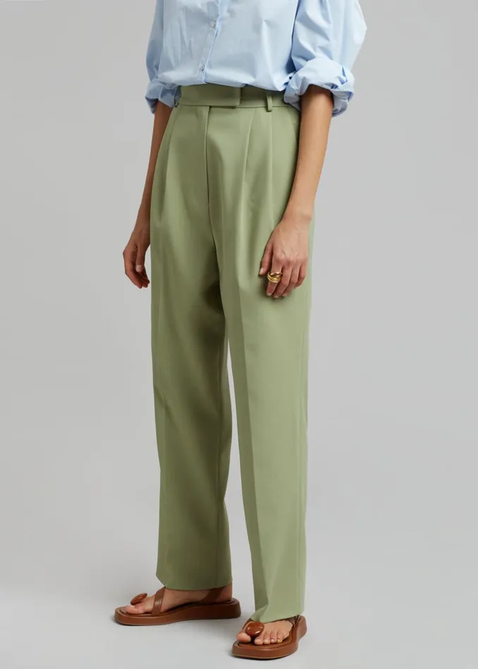 Women The Frankie Shop Bottoms Bea Suit Pants Sage