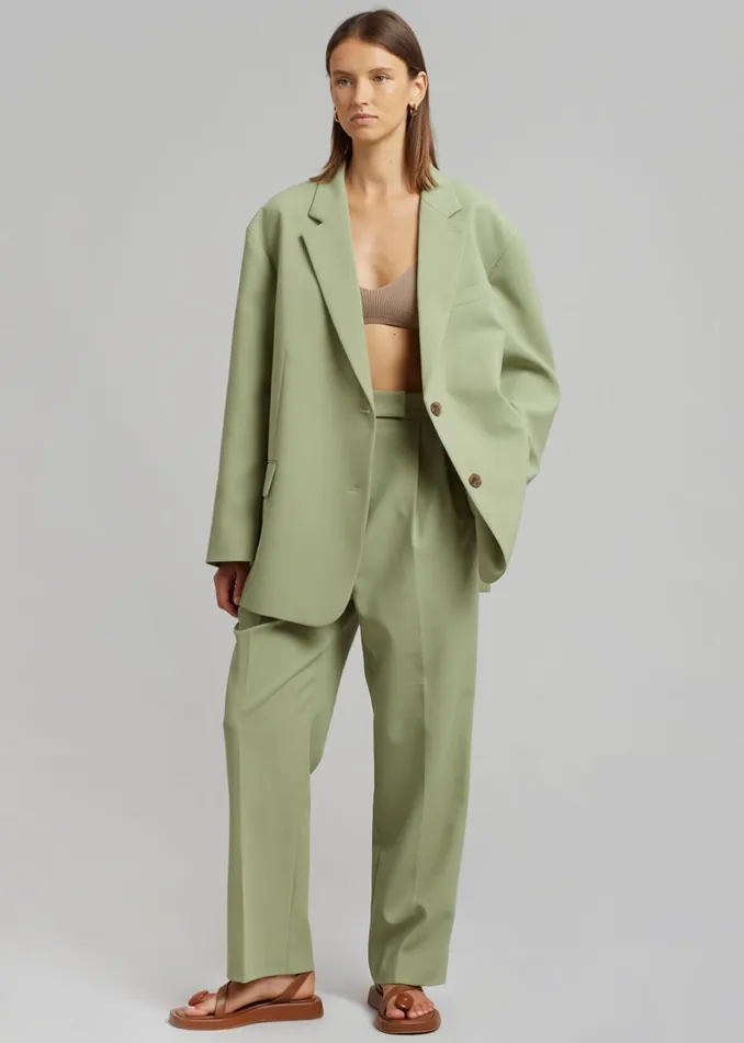 Women The Frankie Shop Bottoms Bea Suit Pants Sage
