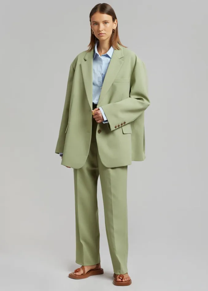 Women The Frankie Shop Bottoms Bea Suit Pants Sage