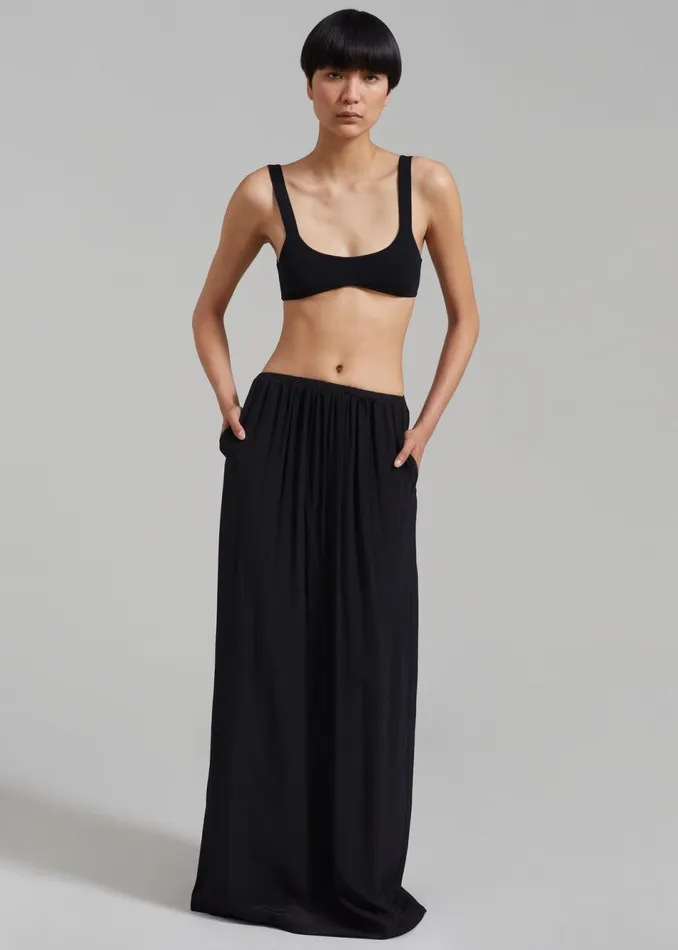 Women The Frankie Shop Bottoms Beare Park Silk Elastic Waist Skirt Black