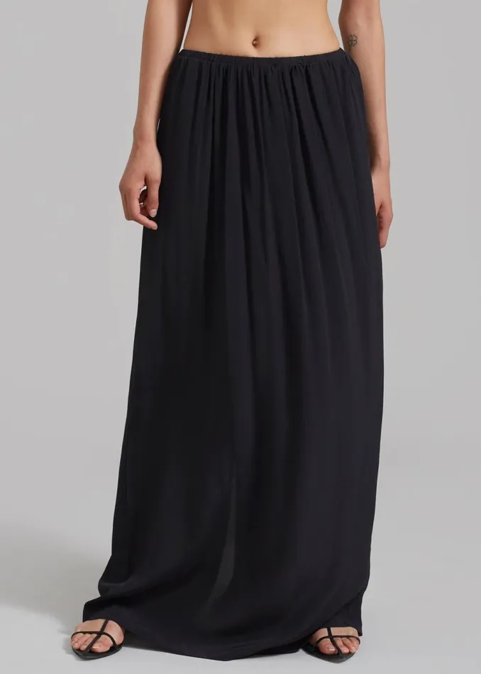 Women The Frankie Shop Bottoms Beare Park Silk Elastic Waist Skirt Black