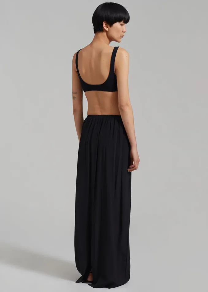 Women The Frankie Shop Bottoms Beare Park Silk Elastic Waist Skirt Black
