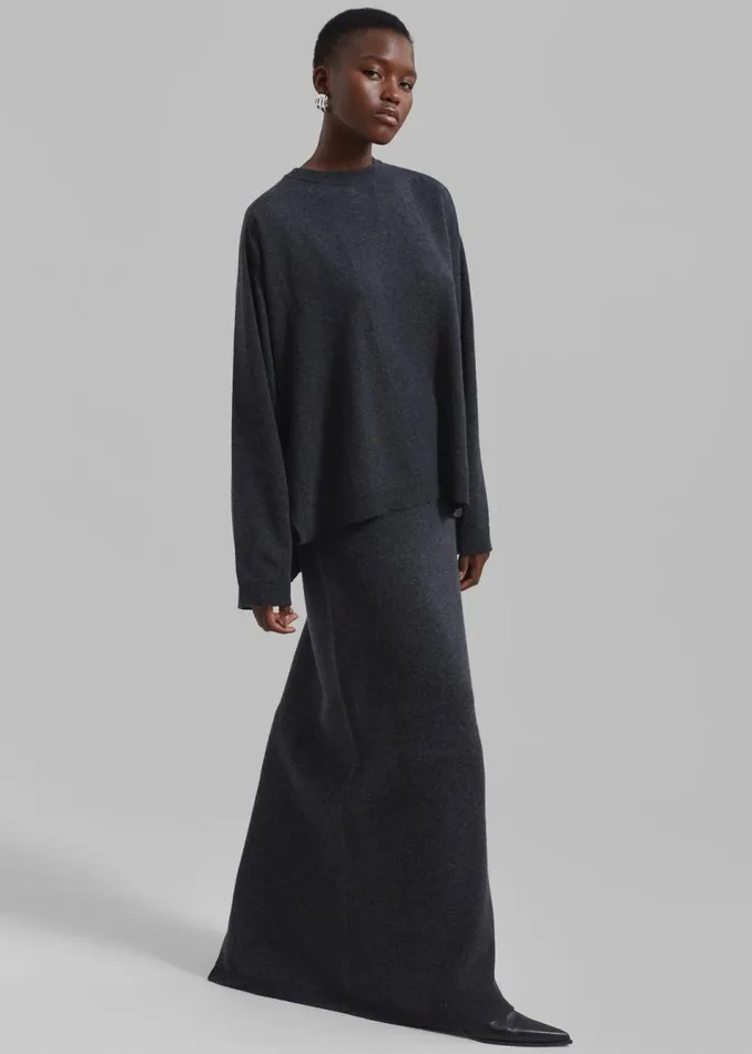 Women The Frankie Shop Bottoms Bellamy Wool Skirt Charcoal