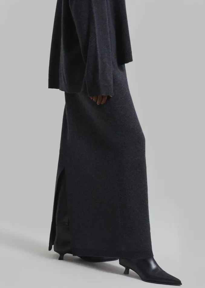 Women The Frankie Shop Bottoms Bellamy Wool Skirt Charcoal