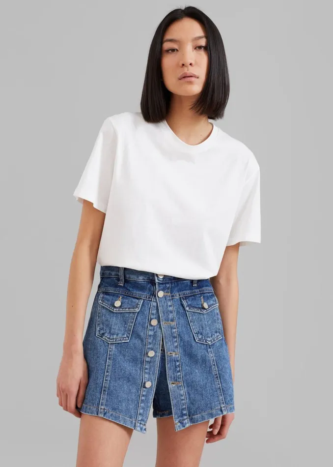 Women The Frankie Shop Bottoms Blades Denim Skort Medium Wash